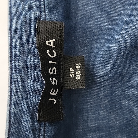 Jessica Women's Dark Denim Cotton Top 3/4 Sleeves 1/2 Button Up Size S - Picture 8 of 13